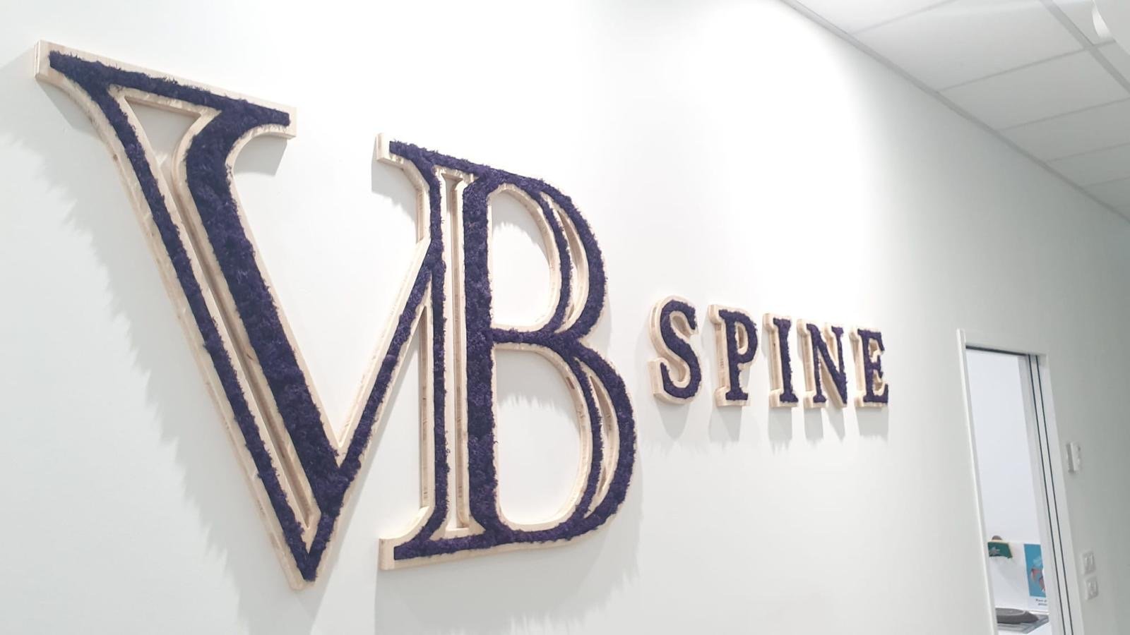 Logo végétal violet sur mesure réalisé par Publi Meni pour VB Spine