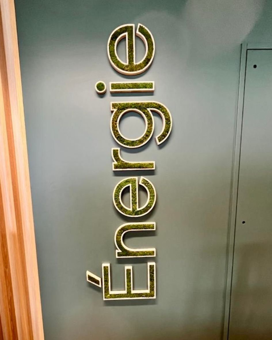 Logo végétal personnalisé installé dans les locaux d'une entreprise par Publi Meni